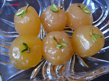 مربای سیب درسته 1 طرز تهیه مربای سیب گلاب درسته